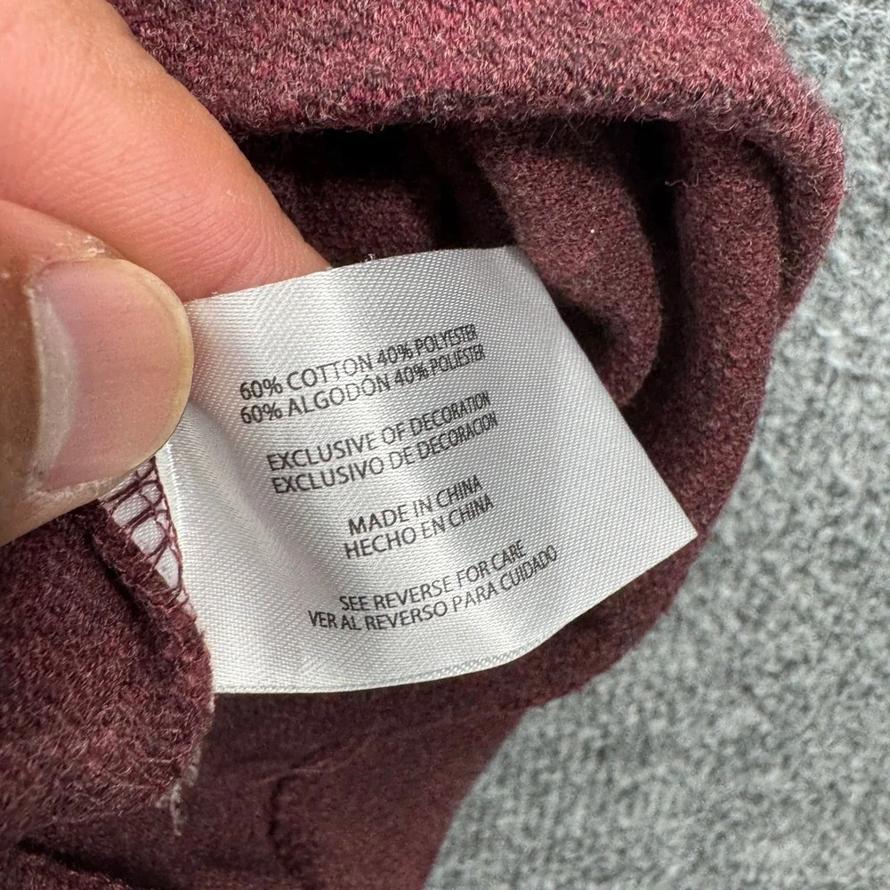 Banana Republic Sweatshirt Mens XL Burgundy Long Sleeve Waffle Fleece Fleece